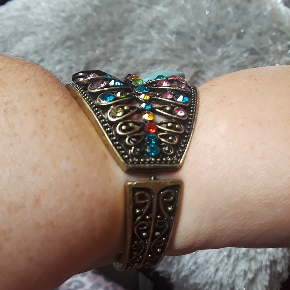 Multi stone,multi colored brass bracelet - Picture 7 of 8